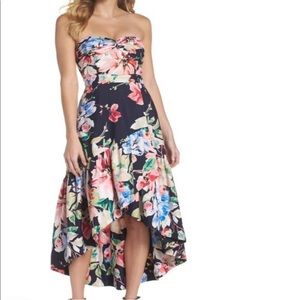 Eliza J strapless hi low dress, floral